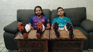 Young Latinos Andy & Ricky Getting Their Sensitive Soles Tickled With Fingers & Hairbrush