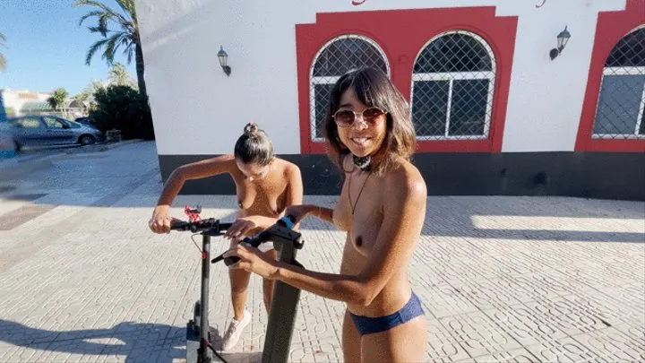 I'm bored so I tell my friend that we should go out naked on the scooter hehehe