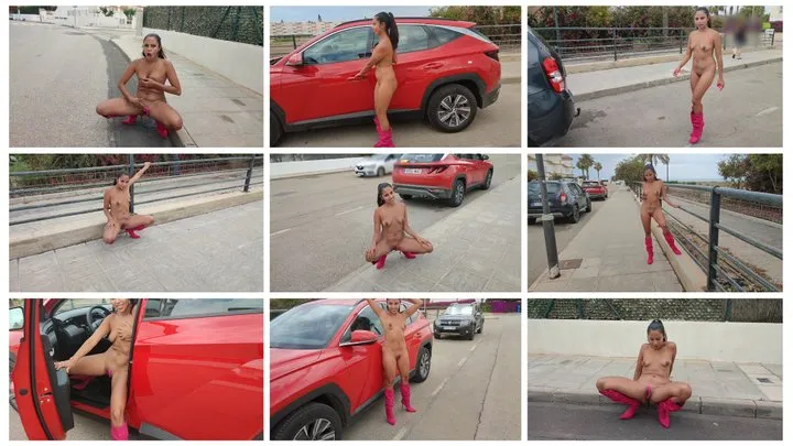 I walk naked on the street in public, with a Lush, I'm very wet, I masturbate in the street