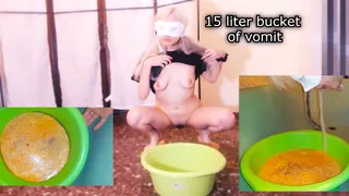 Filling a 15 liter bucket with my vomit! emetophilia porn!