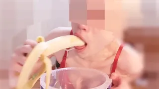 Puking Fellatio ????licking ????sucking????gaging and puking bananas