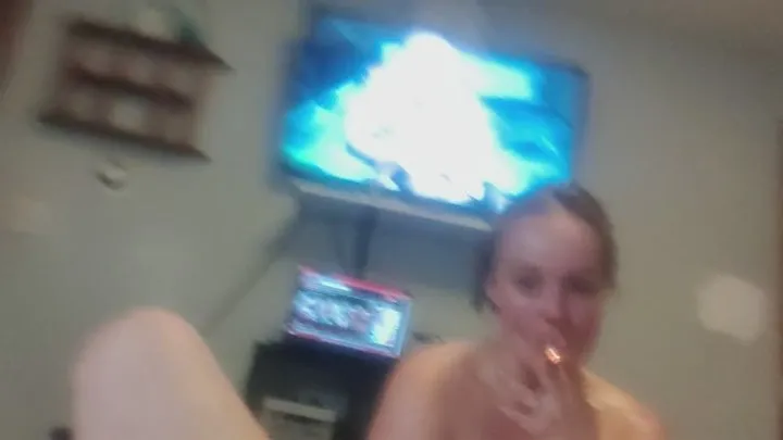 Sexy blonde amateur smoking while licking ass