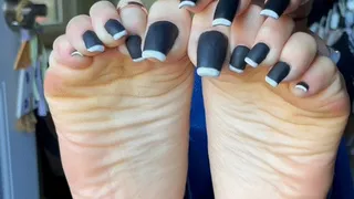 Black matte French pedicure oily JOI Countdown