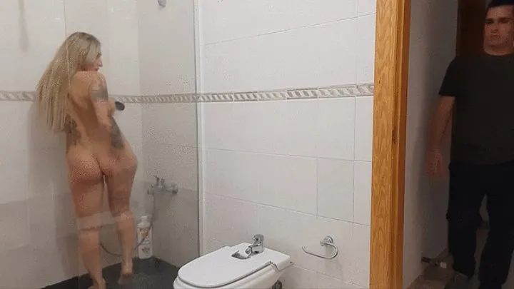 TATTOOED HOMEMADE MILF WITH BIG TITS FUCKED IN THE BATHROOM