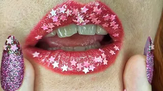 Starry pink lip aesthetic