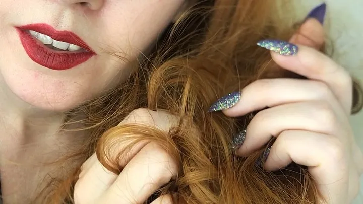 Long ginger hair and beautiful hands