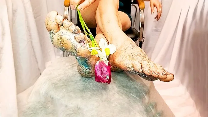 Tickling Feet With Flowers