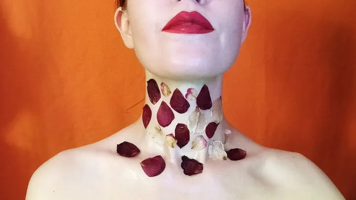 Rose petals on a long neck