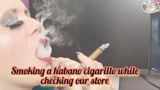 Smoking a habano cigarillo while checking our store - SCL003