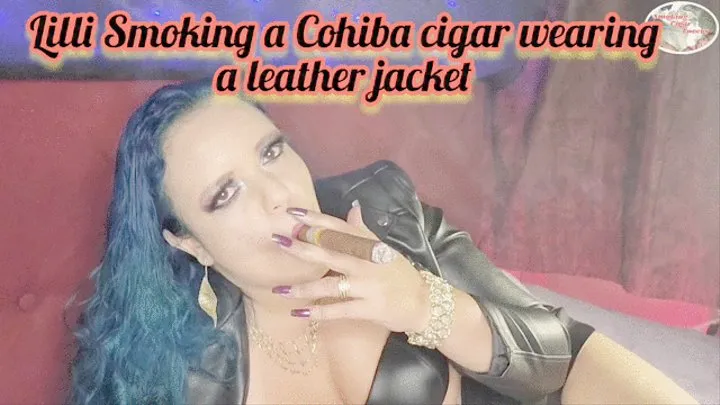 Lilli Smoking a Cohiba cigar wearing a leather jacket - SCL001