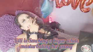 Lilli is Smoking a Cigar while Masturbating her Pussy - SFL109