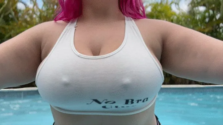 Wet tank top pool tease