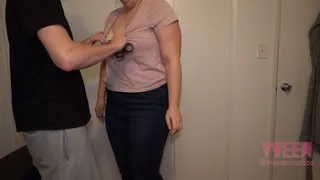 Buck Foy Cuts Off Slanty Janet's Shirt and Jeans