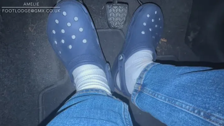 My Movie 4 Driving and pumping pedals in Crocs and white socks