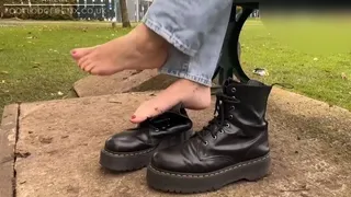 Taking my boots off in the park