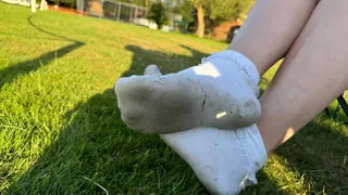 I get my white frilly socks very dirty at the park