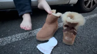 Ugg boots admirer at the car parking lot