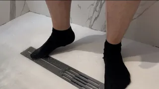 Getting my black socks wet in shower