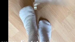 socks feet sticky tape singing