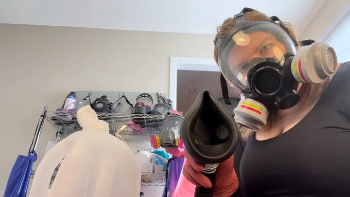 GAS MASK Mistress gives you Gas & Rubber Glove Handjob