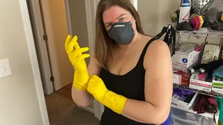 BLEACH FUMES: Cleaning with a Respirator Mask & Gloves