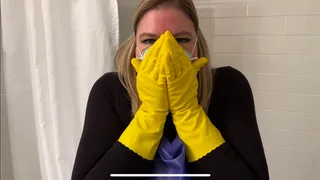 Cleaning the Shower in Masks and Gloves
