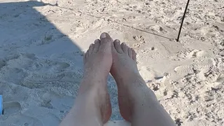 Beach sand makes my feet extra dirty