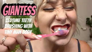 Giantess Bedtime brushes teeth with tiny man body | Vore