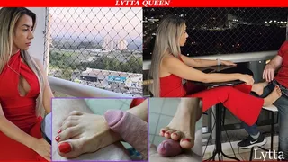 Lytta cheats doing a Sexy Cafe Footjob On Tinder date - FOOTJOB - CBT - SOLEJOB - TOEJOB - SMELLY FEET - FOOT WORSHIP - SWEATY FEET - HIGH HEELS