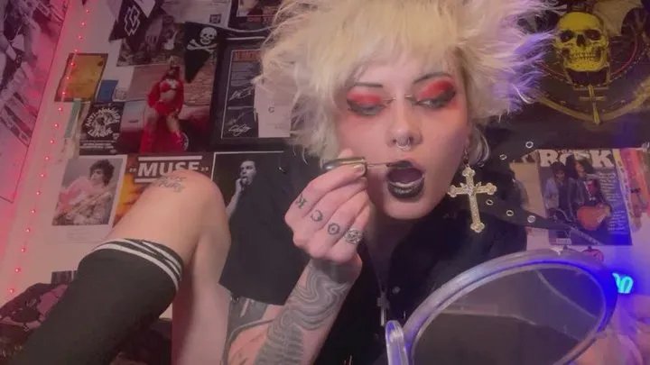 your goth stepsis glitterqueen1999 gives you JOI before her concert taboo fetish goth cum countdown lipstick fetish lip fetish