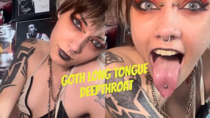 Goth black lipstick LONG TONGUE SLOPPY Tongue Fetish Mouth fetish DEEPTHROAT