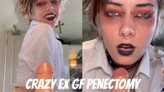 SEXY CRAZY EX in SCHOOLGIRL OUTFIT gives you a PENECTOMY for cheating on her and EATS IT