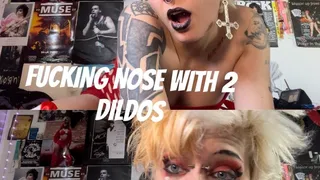 FUCKING MY NOSE WITH 2 DILDOS AND PINCHING WITH CLAMPS!