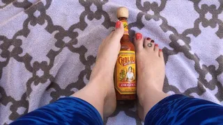 Pouring Hot Sauce on My Feet