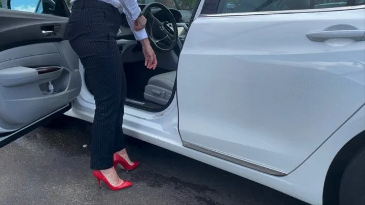 Car cleaning in my high heels