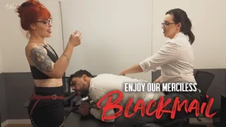 Nara and Mel Fire blackmail and turn their boss into a office slut