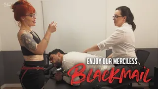 Nara and Mel Fire blackmail and turn their boss into a office slut