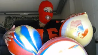 Sitting and humping to pop these HUGE 12 inch Ballons!