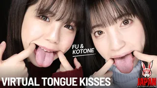 Double Lesbian Virtual Tongue Kisses and Spitting with Fu NATSUHI & Kotone TOUA