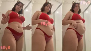 Xmas enema belly inflation