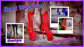 WORSHIP MISTRESS AS SHE WALKS IN HER BOOTS WHILE YOU ARE HUMILIATED