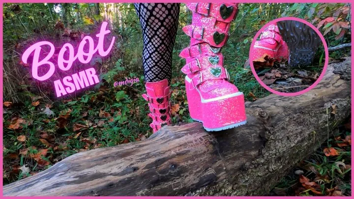 WALKING ON LEAVES WITH PINK DEMONIA BOOTS