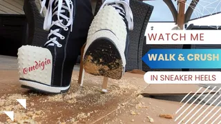 Mdigia Walks and Crushes some Crackers beneath her Sneaker High Heels