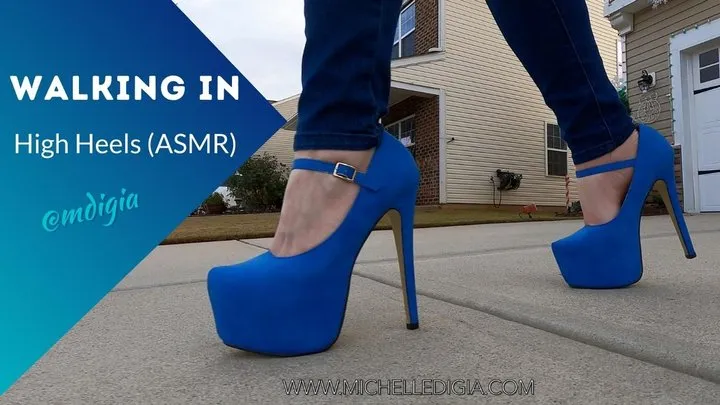 WALKING ASMR IN HIGH HEELS 9 (BLUE PLATFORM MARY JANE)