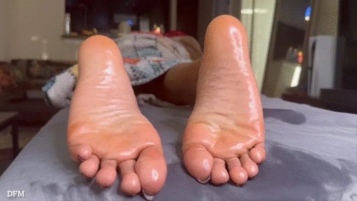 Enjoy my sexy soles as I relax on my massage table