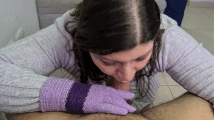 POV facial with wool gloves
