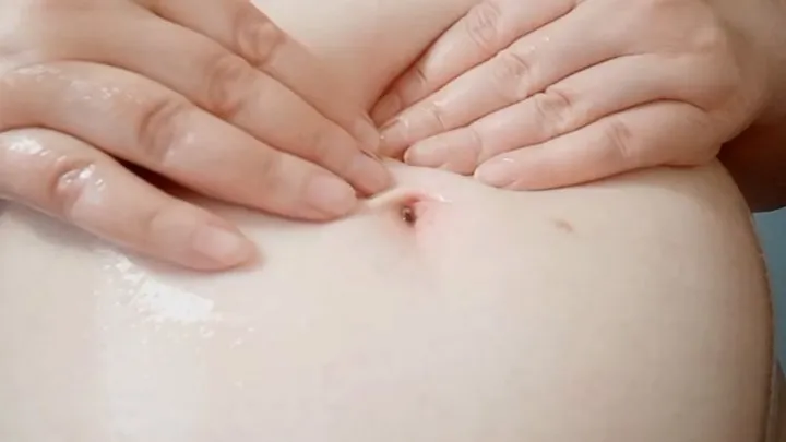 Oil belly + Navel masturbation