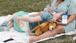 Baby gets Breastfed and Bottled-Fed OUTSIDE by Step-Mommy