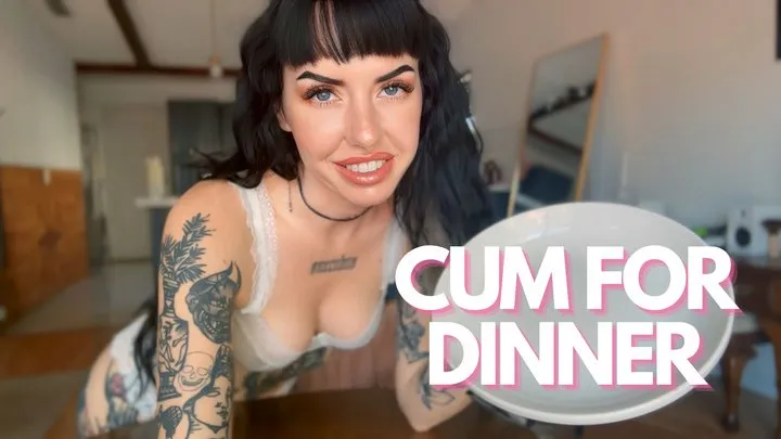 Cum For Dinner StepMommy CEI Scarlett Cummings porn addict cums on dinner plate and licks it clean