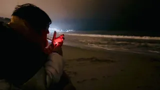 Smoking by the seaside in Winter